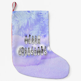Merry Christmas Snow People Font Blue Tint Snow Kleiner Weihnachtsstrumpf