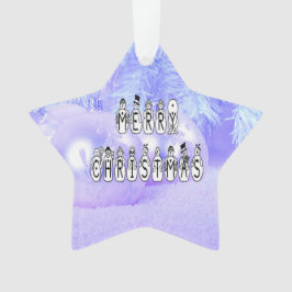 Merry Christmas Snow People Font Blue Tint Snow Ornament