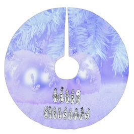 Merry Christmas Snow People Font Blue Tint Snow Polyester Weihnachtsbaumdecke