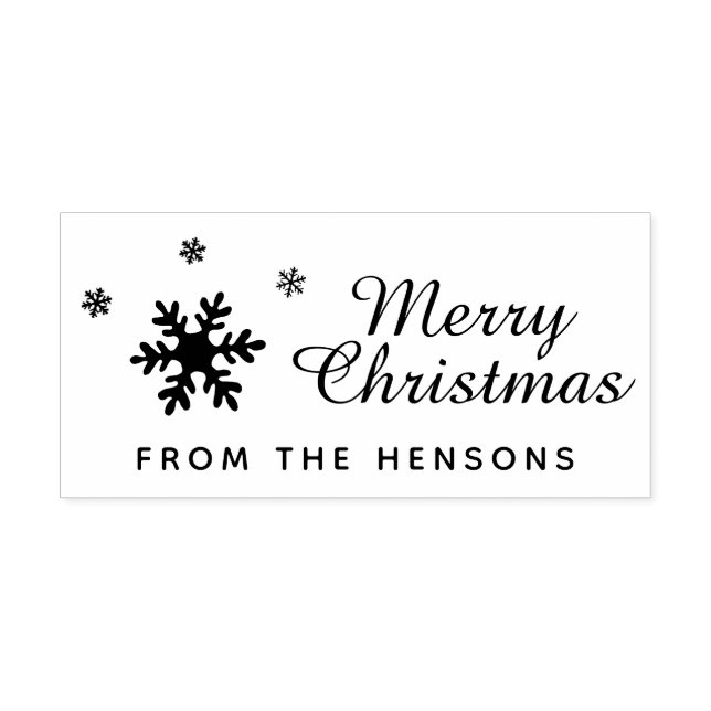 Merry Christmas Snowflake Family Name Holiday Gummistempel (Prägung)