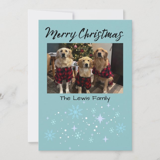 Merry Christmas Snowflake Photo Card Feiertagskarte (Vorderseite)