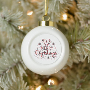 Merry Christmas Snowflakes, Happy New Year Keramik Kugel-Ornament