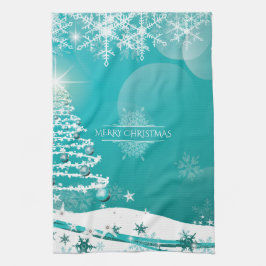 Merry Christmas Snowflakes Tree Flowers & Stars Geschirrtuch