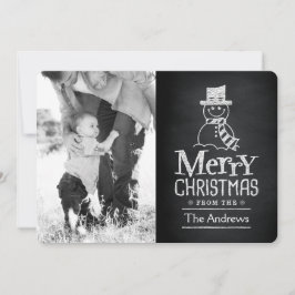 Merry Christmas Snowman Chalkboard Typography Feiertagskarte