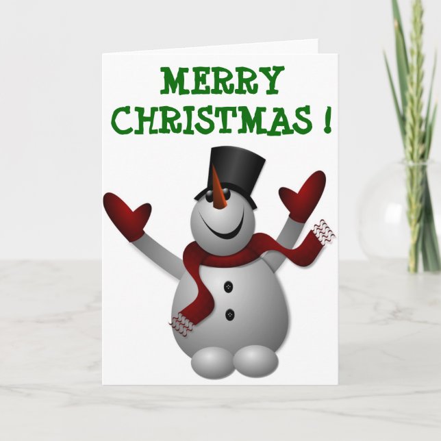 "MERRY CHRISTMAS" SNOWMAN FEIERTAGSKARTE (Vorderseite)
