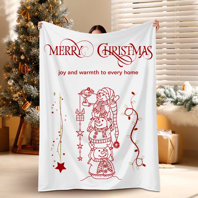 Merry Christmas Snowman Holiday  Fleecedecke (Merry Christmas Snowman Holiday Fleece Blanket)