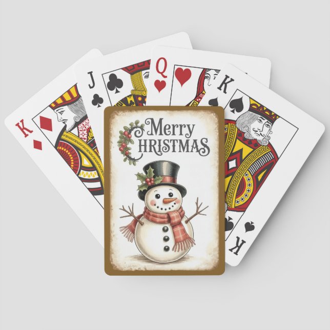 Merry Christmas Snowman Poker Playing Cards Spielkarten (Rückseite)