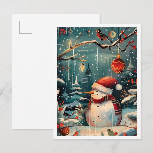 Merry Christmas Snowman Postkarte (Vorne/Hinten)