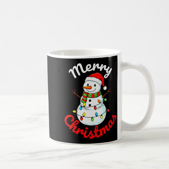 Merry Christmas Snowman Santa Hat Holiday Kids Men Kaffeetasse (Rechts)