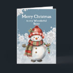 Merry Christmas Snowman Sister Karte<br><div class="desc">Das Lächeln eines Schneemanns,  so warm und hell,  genau wie unsere Freundschaft,  pure Freude. Frohe Weihnachten,  meine liebe Schwester Mai unser Lachen nie enden.</div>