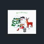 Merry Christmas! Snowman with Friends Leinwanddruck<br><div class="desc">Merry Christmas! Snowman with Friends - Baby Polar Bear,  Birds,  Moose,  Rabbit,    ~~~ colored pencil drawing by Krisi ArtKSZP ~~~ Store Category >>> Merry Christmas for Kids >>> Snowman with Friends</div>