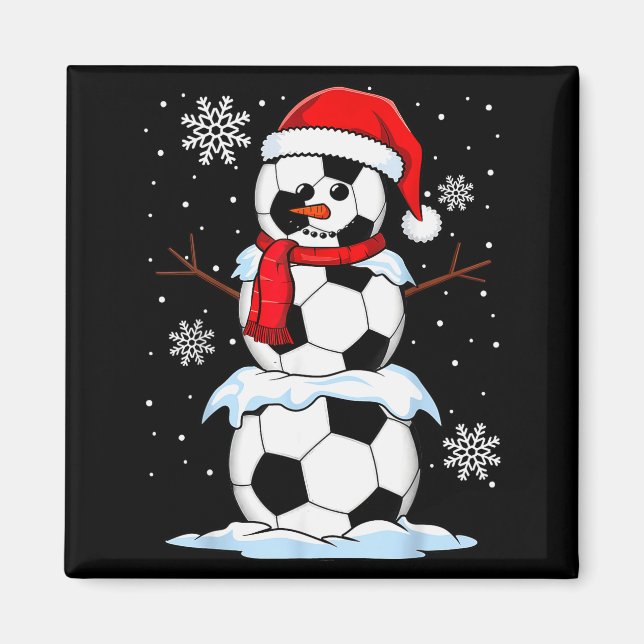 Merry Christmas Soccer Snowman Holiday Srts Xmas P Magnet (Vorne)