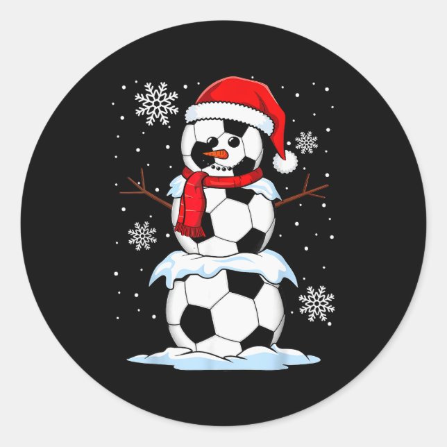 Merry Christmas Soccer Snowman Holiday Srts Xmas P Runder Aufkleber (Vorderseite)