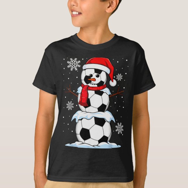 Merry Christmas Soccer Snowman Holiday Srts Xmas P T-Shirt (Vorderseite)