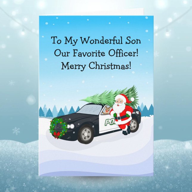 Merry Christmas Son Police Officer Santa Cop Car Karte (Von Creator hochgeladen)