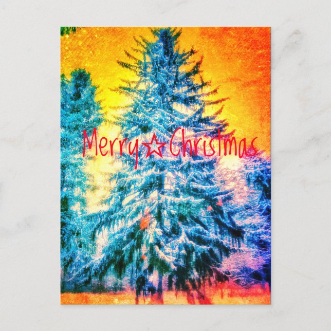 MERRY CHRISTMAS SPRUCE BRIGHT1 POSTCARD POSTKARTE (Vorderseite)
