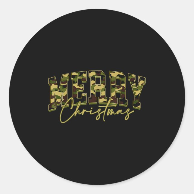 Merry Christmas Squad Camo Camouflage Xmas Pajamas Runder Aufkleber (Vorderseite)