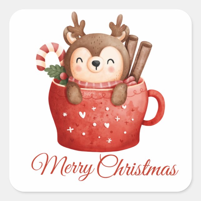 MERRY CHRISTMAS Square Sticker (Vorderseite)