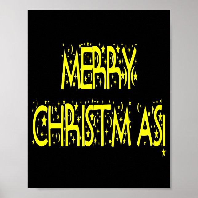 Merry Christmas Starry Night Font Girls Boys  Poster (Vorne)
