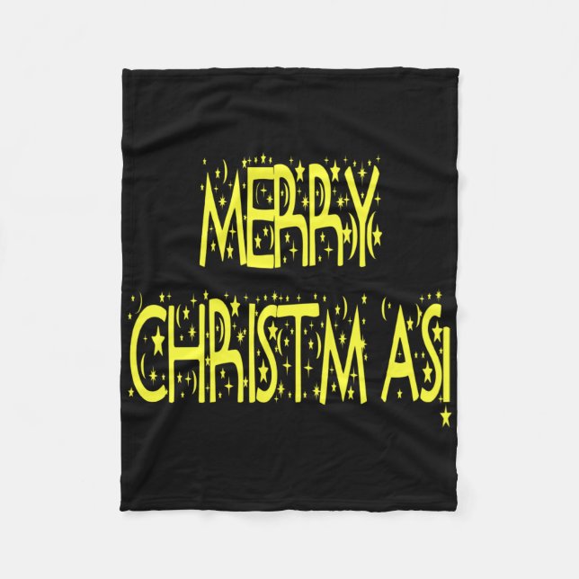Merry Christmas Starry Night Font Girls Boys T Shi Fleecedecke (Vorderseite)