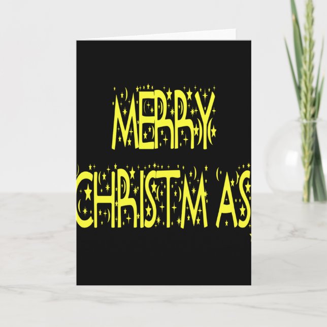 Merry Christmas Starry Night Font Girls Boys T Shi Karte (Vorderseite)
