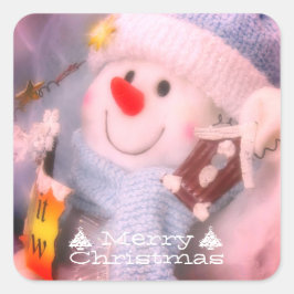 Merry Christmas Sticker:The Snowman(Type-2) Quadratischer Aufkleber