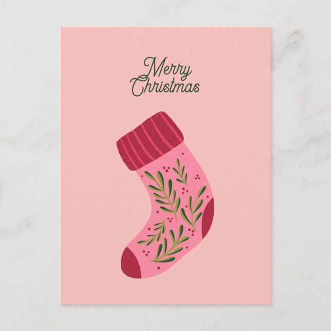 Merry Christmas Stocking Postkarte (Vorderseite)
