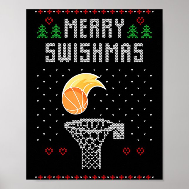 Merry Christmas Swishmas Basketball Xmas Gift Ugly Poster (Vorne)