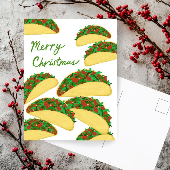 MERRY CHRISTMAS Taco Avalanche Delicious XMAS Postkarte (MERRY CHRISTMAS Taco Avalanche Delicious XMAS Cute Funny Holiday Postcard Hand drawn 
)