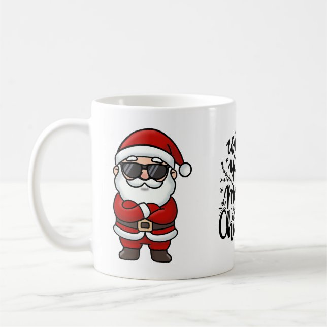 Merry Christmas Tasse - Cooler Weihnachtsmann  (Links)