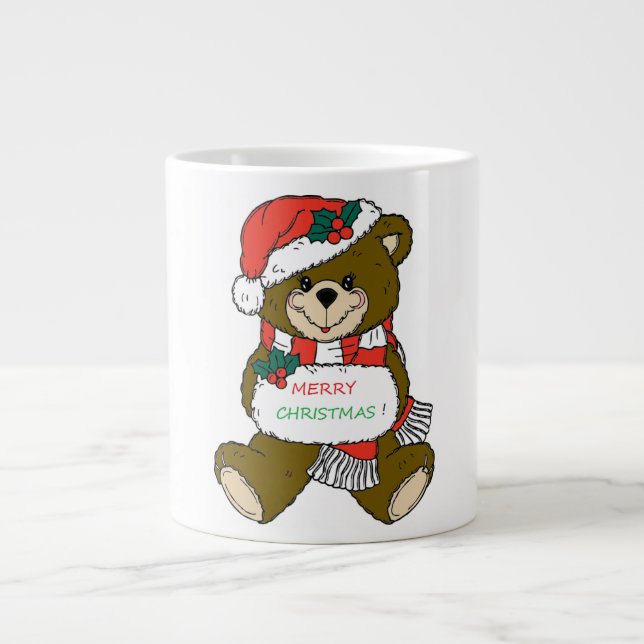 "MERRY CHRISTMAS" TEDDY BEAR Jumbo-Tasse (Vorderseite)
