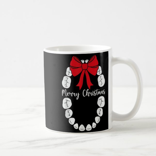 Merry Christmas Teeth Wreath Dental Christmas Shir Kaffeetasse (Rechts)