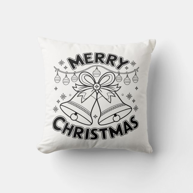 Merry Christmas Tekst Design - Klassieke Kerst Kissen (Vorderseite)
