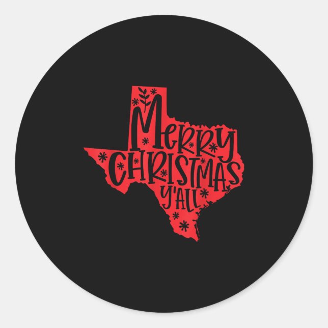 Merry Christmas Texas  Runder Aufkleber (Vorderseite)