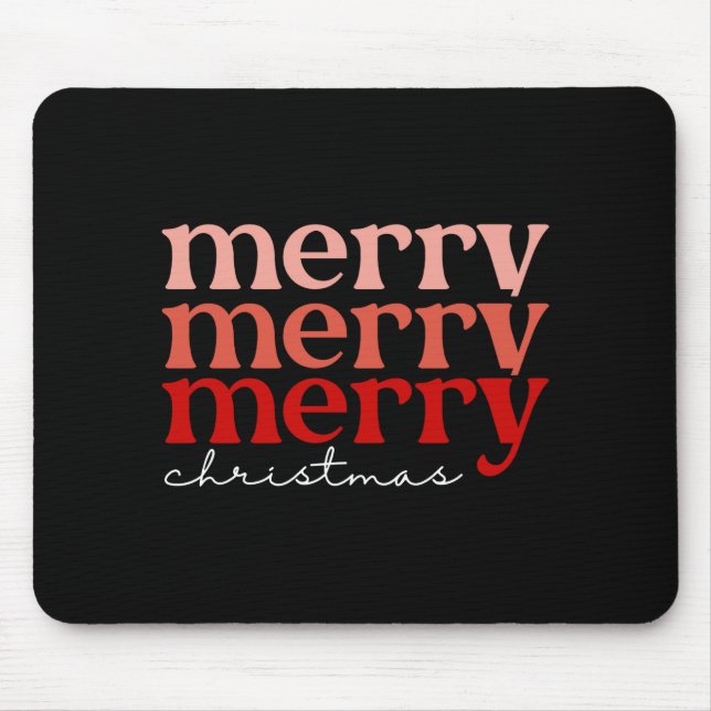 Merry Christmas Text Greeting Red Green Girl  Mousepad (Vorne)