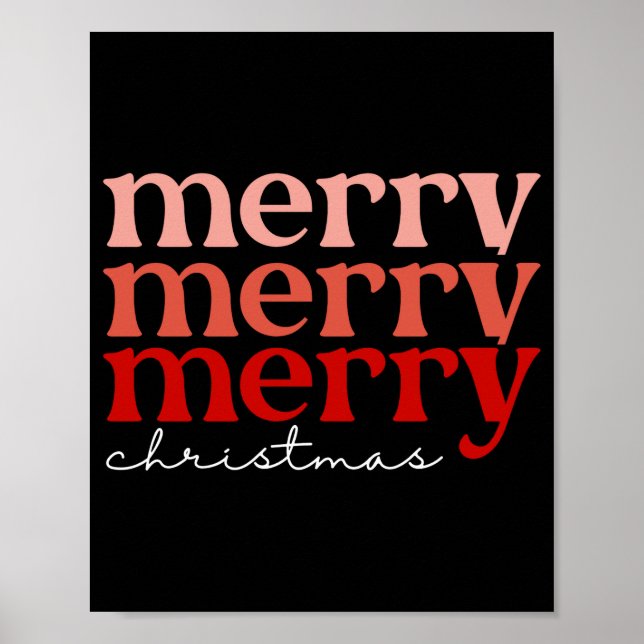 Merry Christmas Text Greeting Red Green Girl  Poster (Vorne)