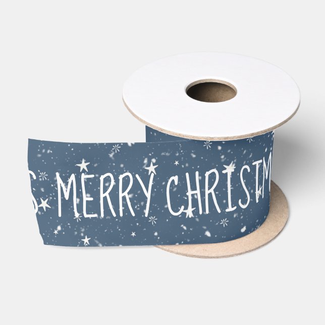 MERRY CHRISTMAS Text mit Sternen Satinband (Spule)