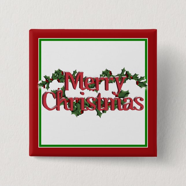 Merry Christmas Text with Wreath & Snow Button (Vorderseite)