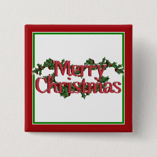 Merry Christmas Text with Wreath & Snow Button