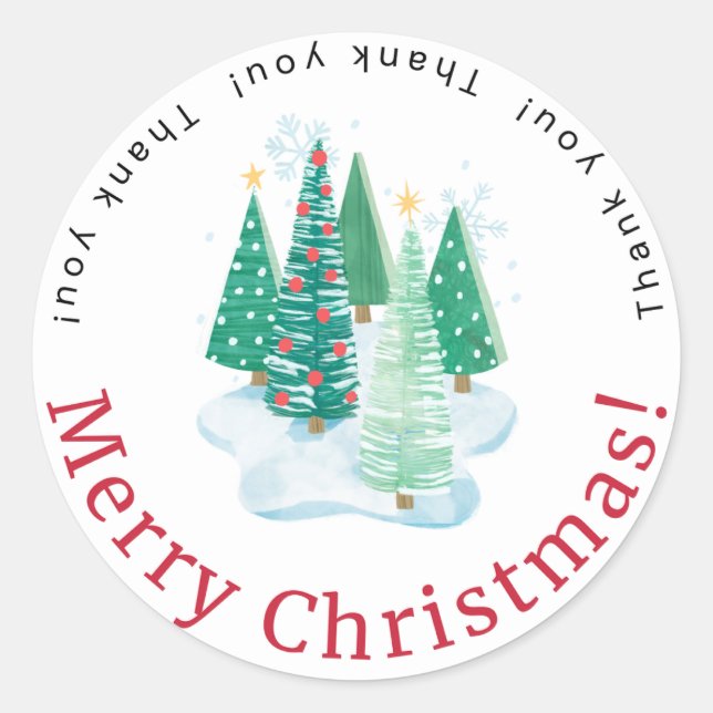 Merry Christmas Thank You Sticker (Vorderseite)