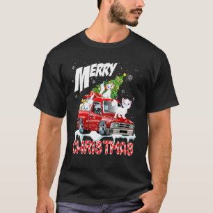 Merry Christmas Three Cats Xmas Tree On Pickup Tru T-Shirt