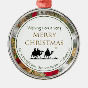 MERRY CHRISTMAS Three Wise Men Christlich Ornament Aus Metall