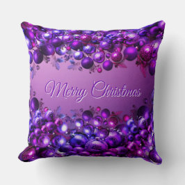 Merry Christmas Throw Pillow in Royal Purple Decor Kissen