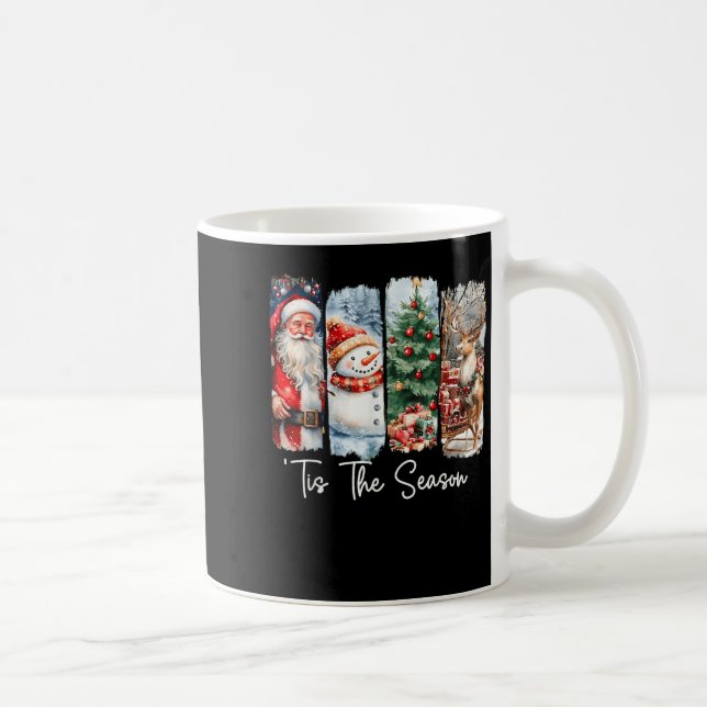 Merry Christmas Tis The Season Santa Snowman Tree  Kaffeetasse (Rechts)