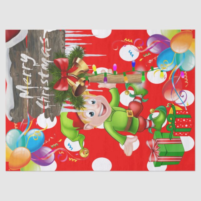 Merry Christmas Tissue Elf Seidenpapier (Vorderseite)