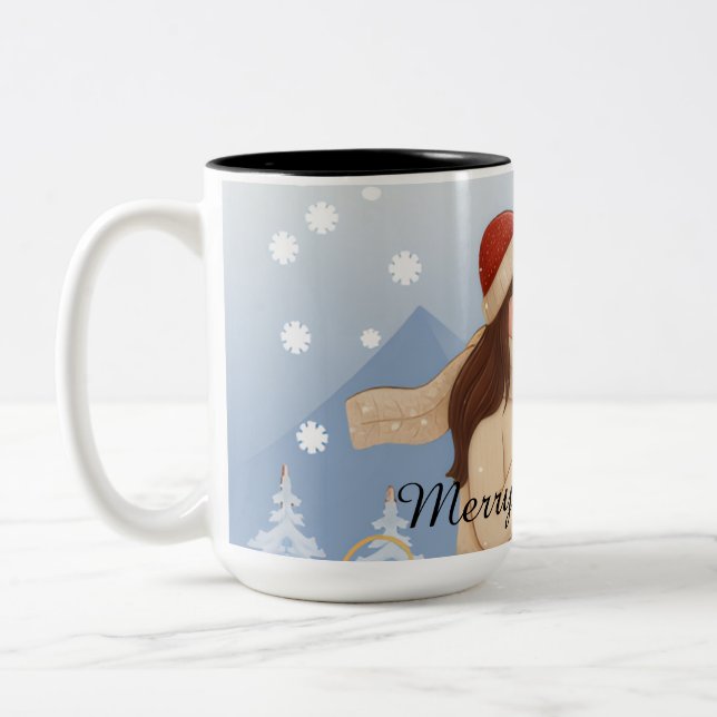 Merry Christmas to a Lovely Couple Zweifarbige Tasse (Links)