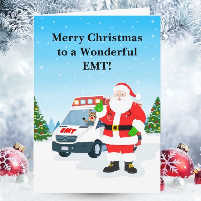 Merry Christmas to a Wonderful EMT with Santa Karte (Von Creator hochgeladen)