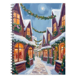 Merry Christmas Town Watercolor Holiday Notizblock