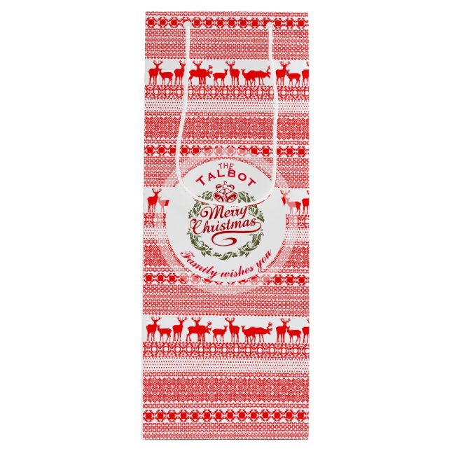 MERRY CHRISTMAS Traditionelles personalisiertes We Geschenktüte Für Weinflaschen (Vorderseite)