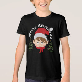 Merry Christmas tree and Santa hat  Tri-Blend Shirt